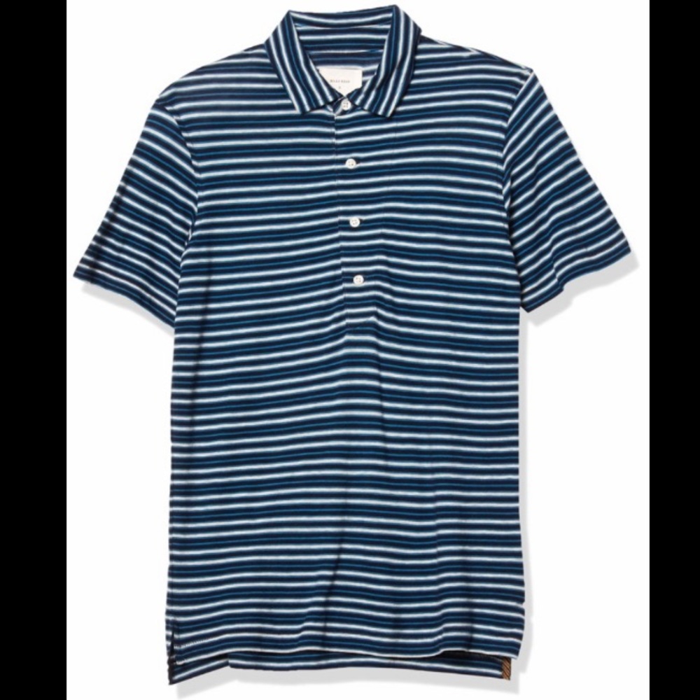 BILLY REID Striped Blue Pima Cotton Polo Shirt L